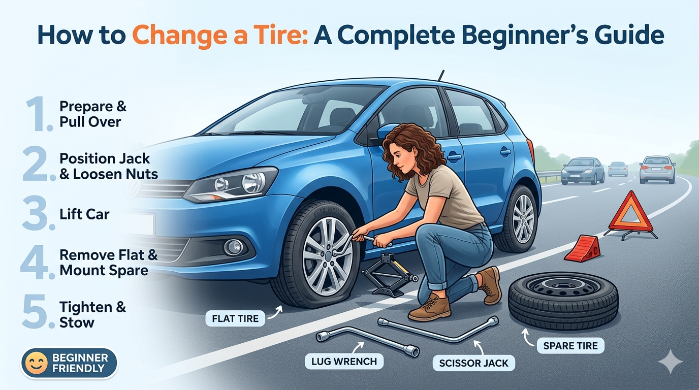 Read more about the article How to Change a Tire: A Complete Beginner’s Guide